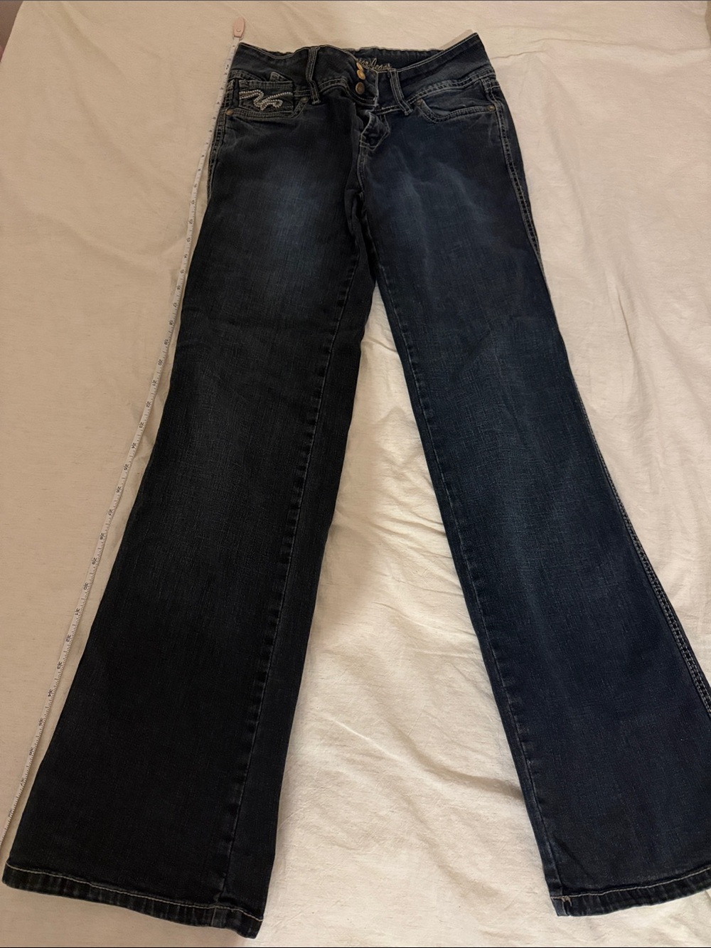 Dark wash bootcut straight leg jeans